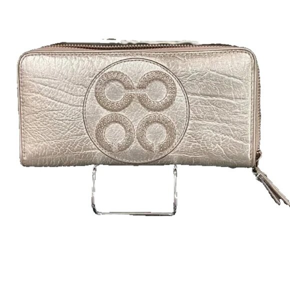 COACH AUDREY ACCORDIAN wallet Metallic Champagne Blush EUC 8 X 4 X 1 - Picture 1 of 6